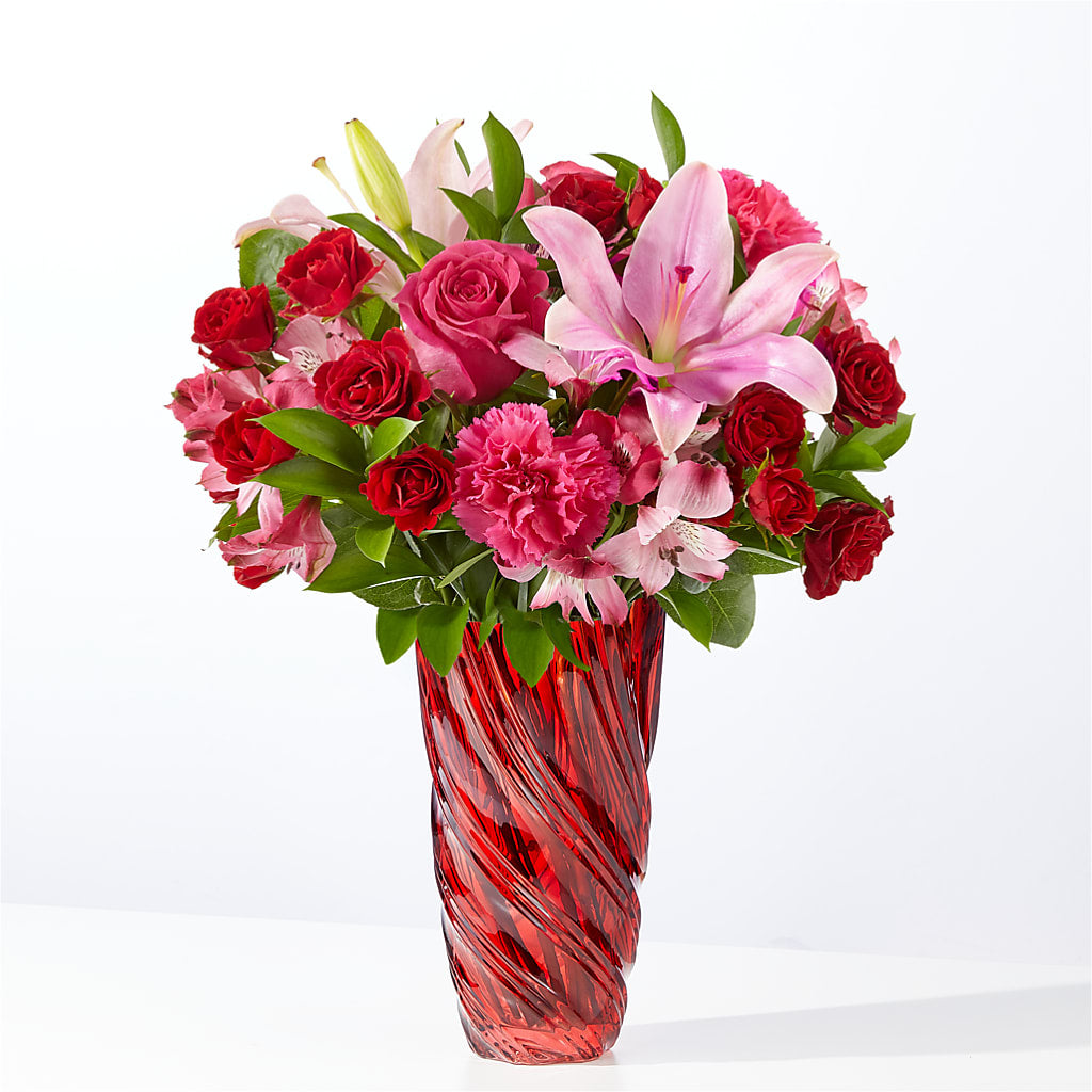 In Love Bouquet with Luxe Swirl Vase – MELINDA MCCOY'S FLOWERS, Long Beach CA