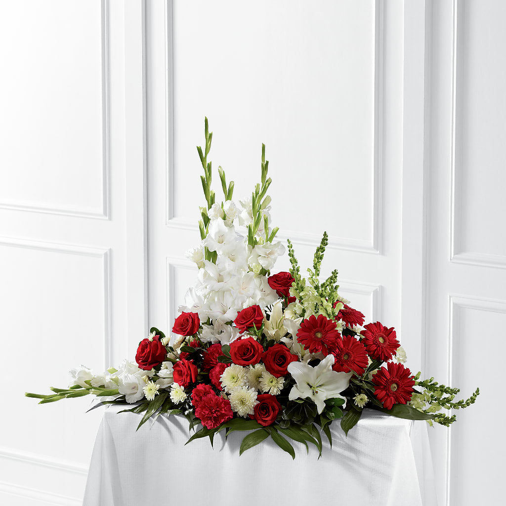 Crimson & White Arrangement – MELINDA MCCOY'S FLOWERS, Long Beach CA