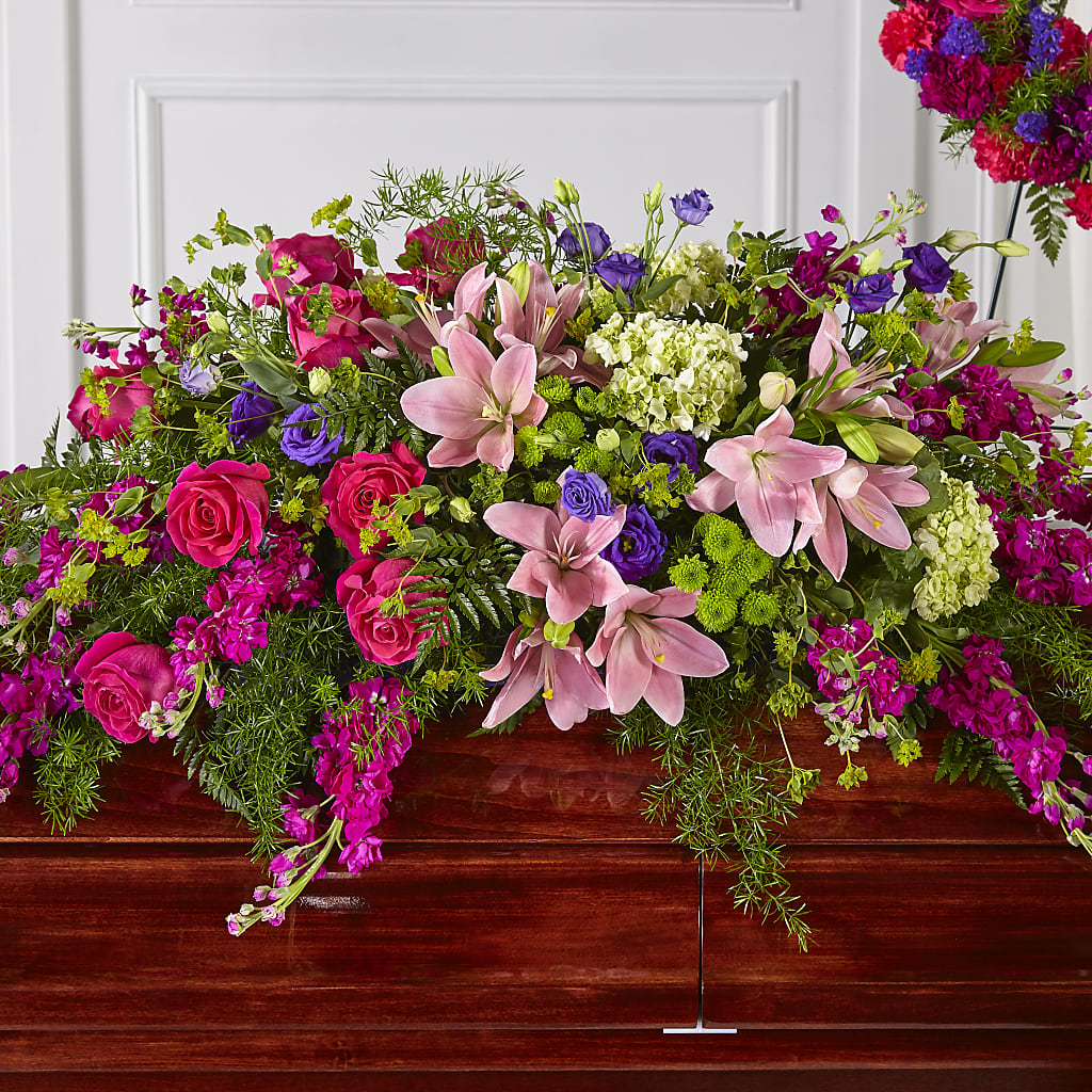 Radiant Tribute Casket Spray – MELINDA MCCOY'S FLOWERS, Long Beach CA