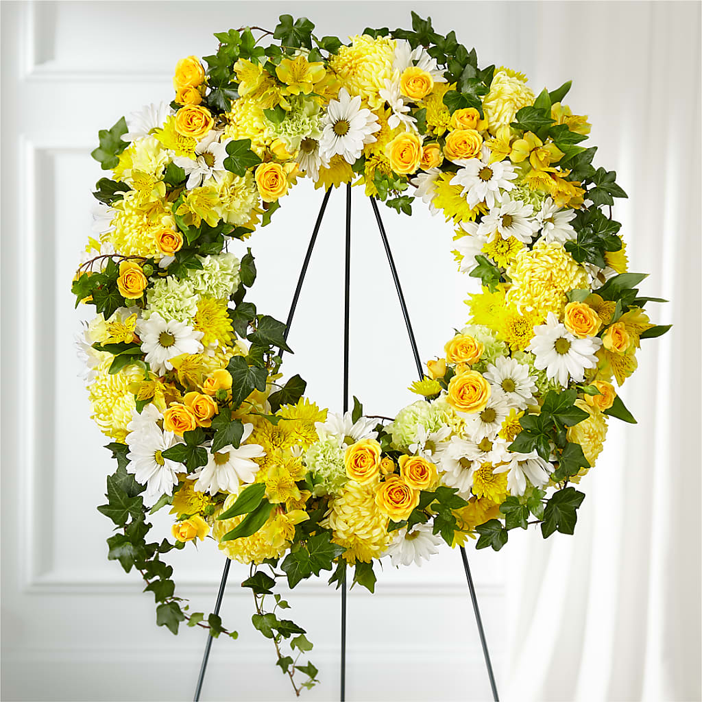 Golden Remembrance Wreath – MELINDA MCCOY'S FLOWERS, Long Beach CA