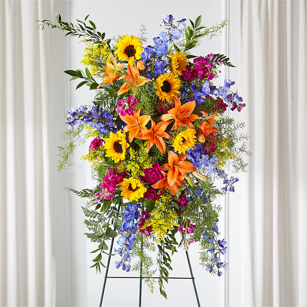 Sunlit Memories Standing Spray (Standard) – MELINDA MCCOY'S FLOWERS, Long Beach CA