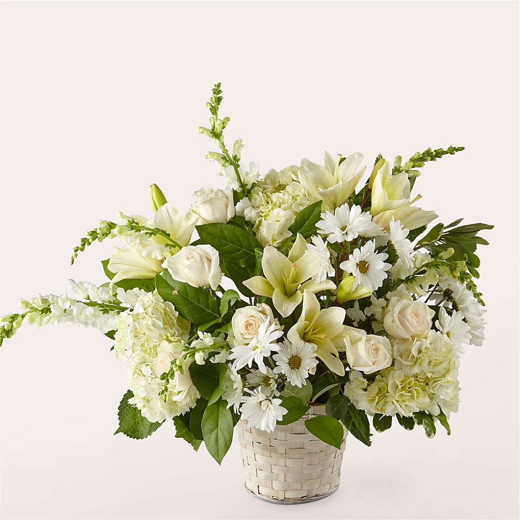 Ivory Elegance Floral Basket – MELINDA MCCOY'S FLOWERS, Long Beach CA