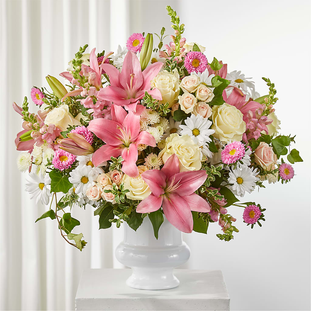 Empathetic Blooms Urn Arrangement – MELINDA MCCOY'S FLOWERS, Long Beach CA