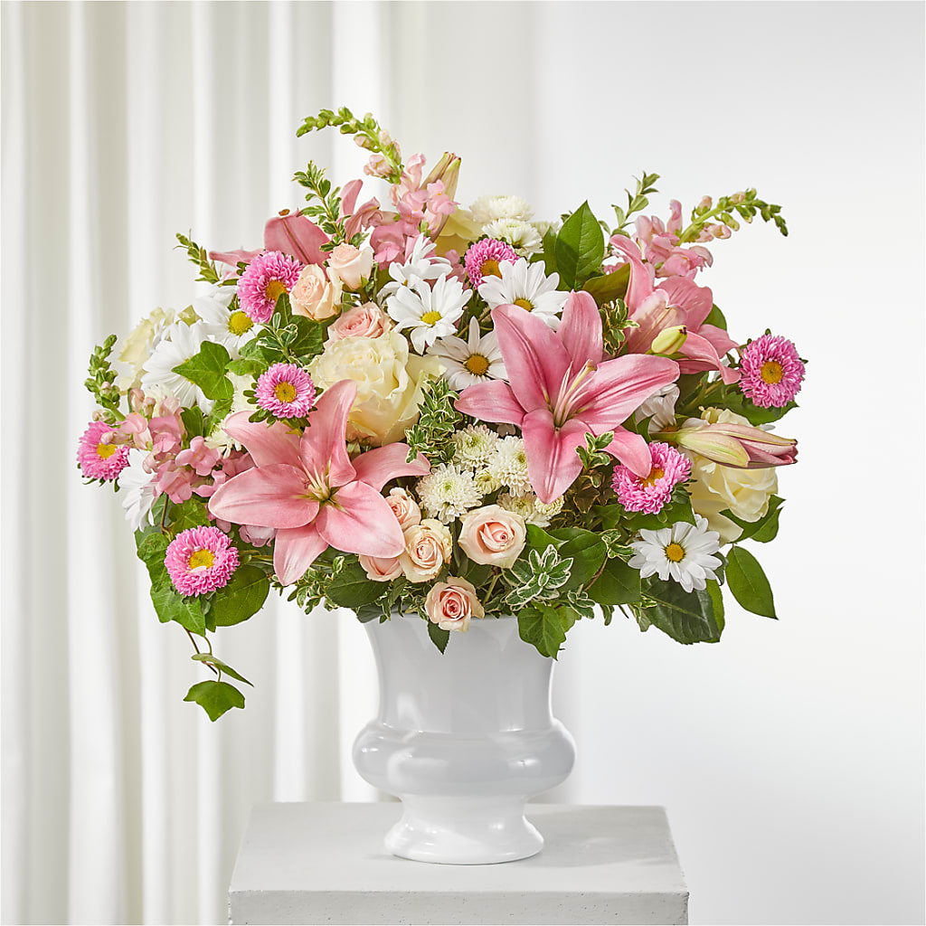 Empathetic Blooms Urn Arrangement – MELINDA MCCOY'S FLOWERS, Long Beach CA