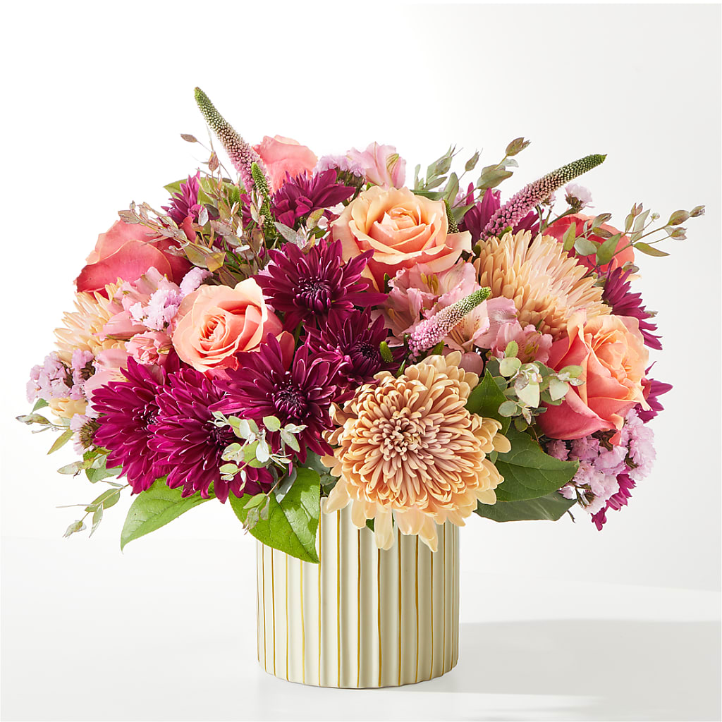 Berry Cobbler Bouquet with Ivory Vase – MELINDA MCCOY'S FLOWERS, Long Beach CA