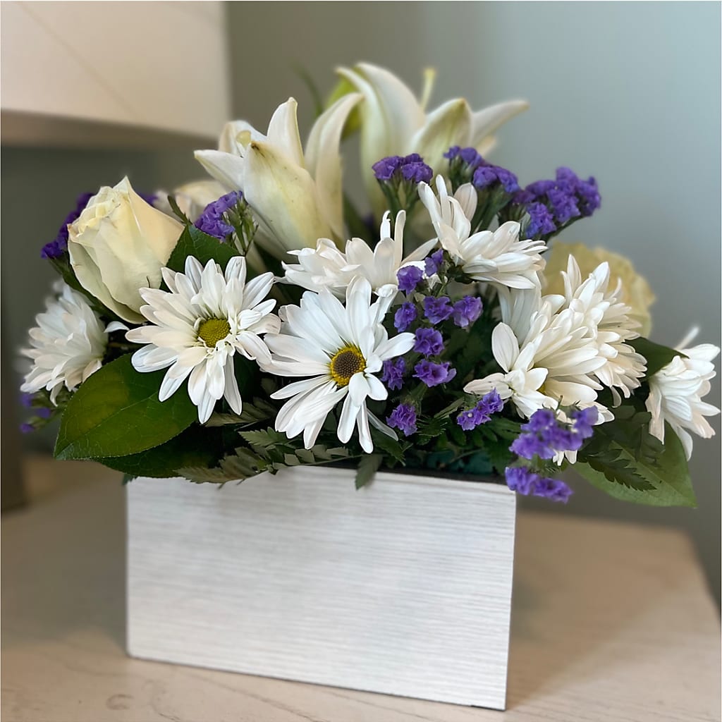 Beyond Blue Box Bouquet – MELINDA MCCOY'S FLOWERS, Long Beach CA