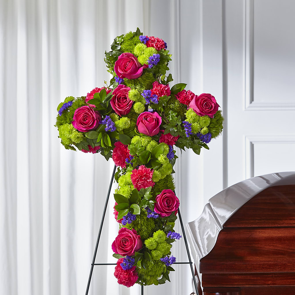 Tribute Rose Floral Cross – MELINDA MCCOY'S FLOWERS, Long Beach CA