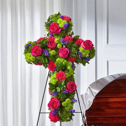 Tribute Rose Floral Cross – MELINDA MCCOY'S FLOWERS, Long Beach CA