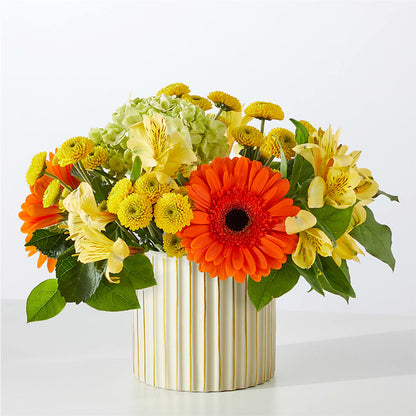Autumn Sunshine Bouquet with Ivory Vase – MELINDA MCCOY'S FLOWERS, Long Beach CA