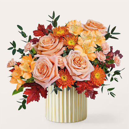 Spiced Latte Bouquet with Ivory Vase – MELINDA MCCOY'S FLOWERS, Long Beach CA