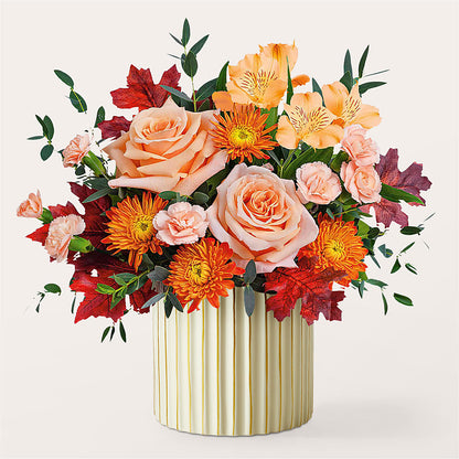 Spiced Latte Bouquet with Ivory Vase – MELINDA MCCOY'S FLOWERS, Long Beach CA