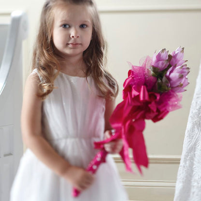Sparkle Pink Flower Girl Bouquet – MELINDA MCCOY'S FLOWERS, Long Beach CA