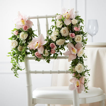 Orchid Rose Chair Décor – MELINDA MCCOY'S FLOWERS, Long Beach CA
